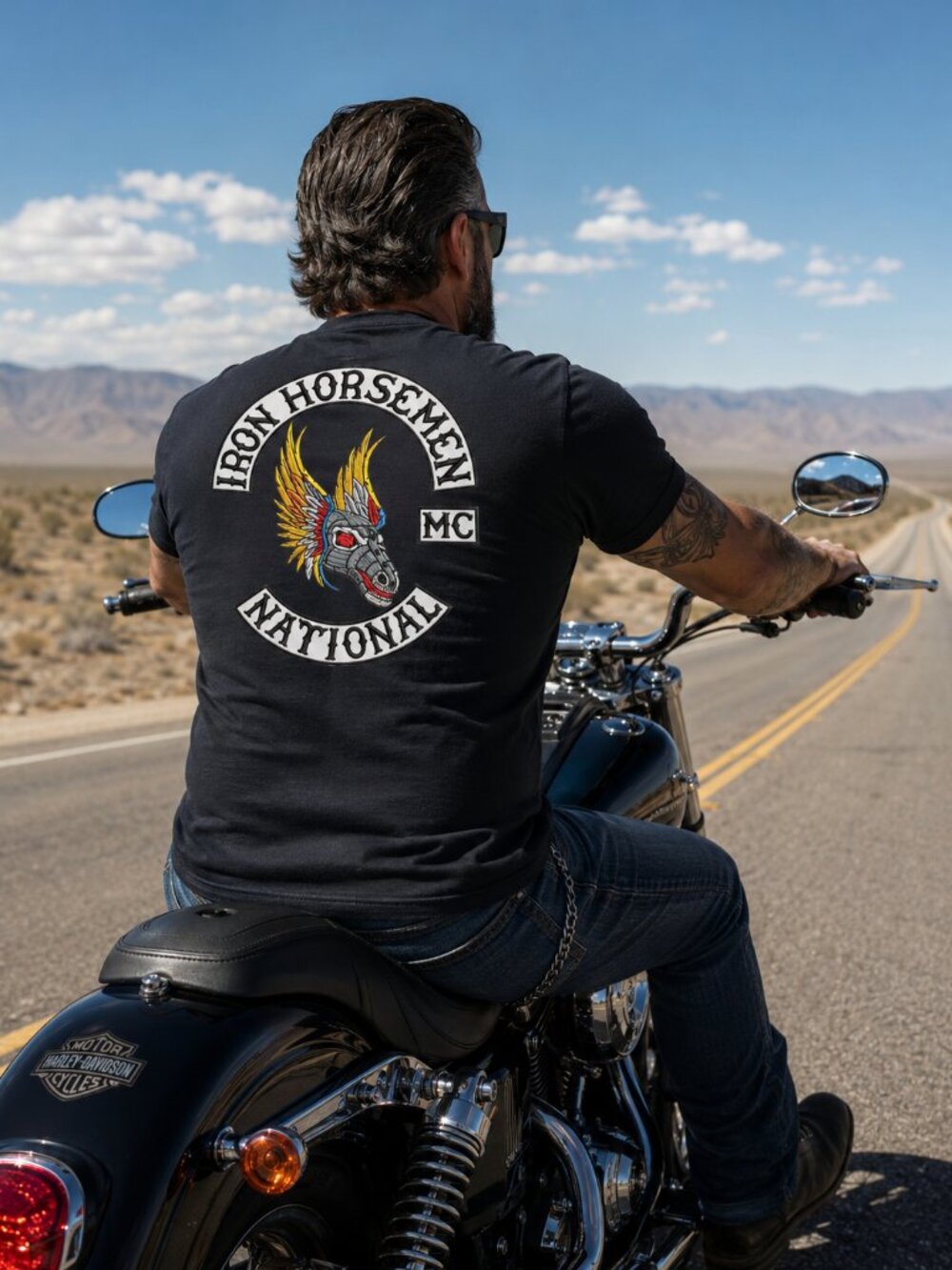 Iron Horsemen MC National Patch Black Crew Neck Short Sleeve T-Shirt
